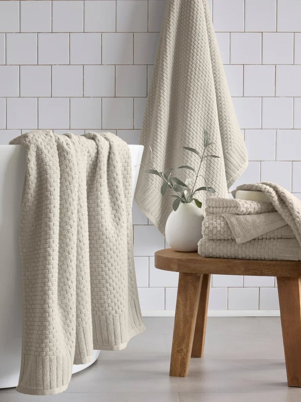 WelHome Textured Towels - 6-piece Set, Tan